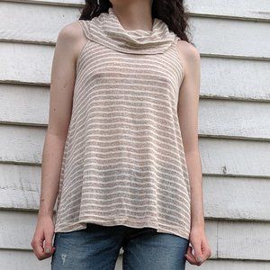 cowl neck sleeveless striped top